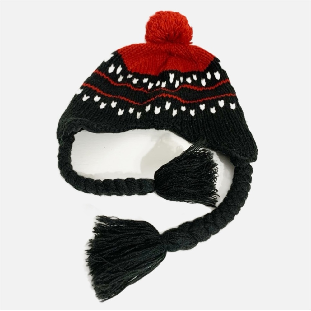 The North Face Acrylic FairIsle Print Hat with Pom Pom and Braided Side Tassles